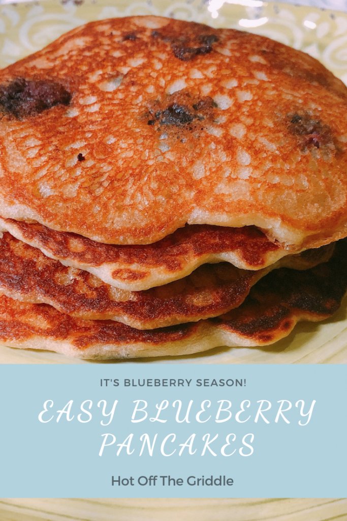 Easy Blueberry Pancakes hot off the griddle